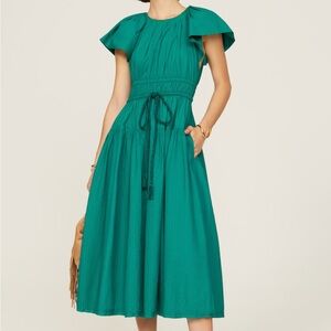 Ulla Johnson Darlene Teal Midi Dress
